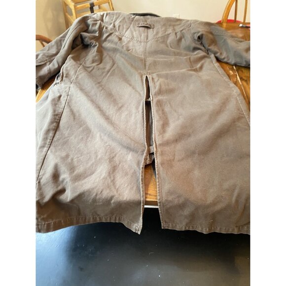 Vintage Cabelas Womens Brown Canvas Long Coat With Striped Fleece Lining Size M - Picture 13 of 13